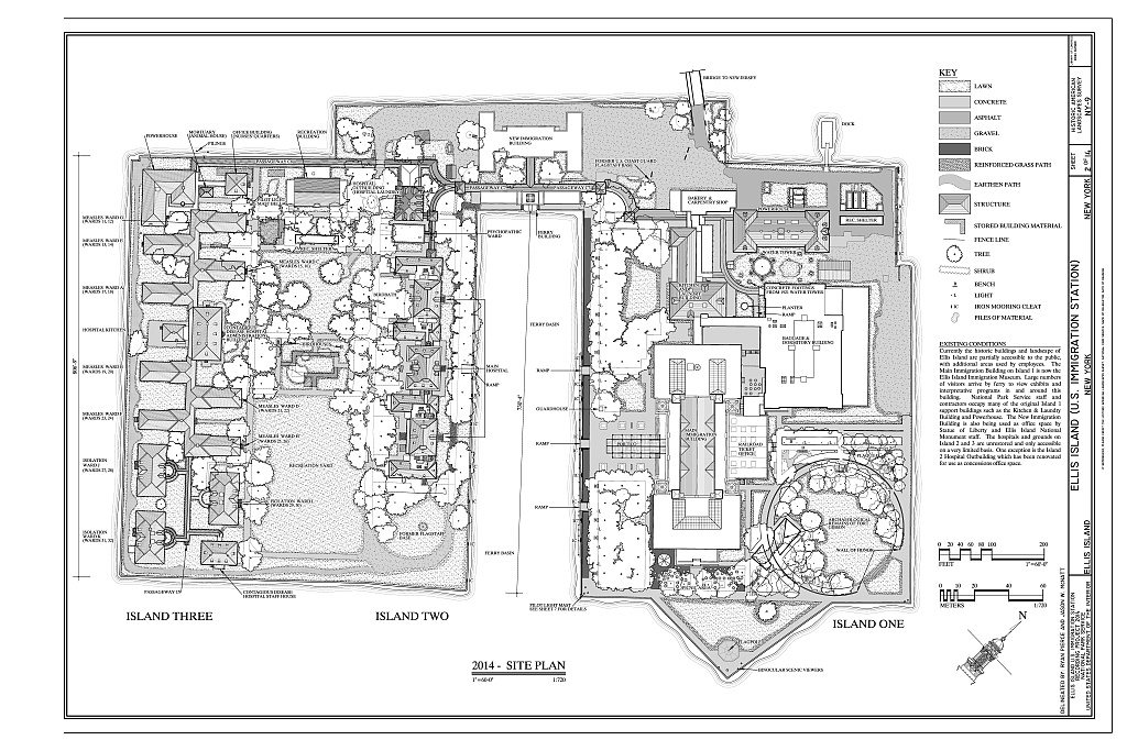 Diagram or map of Ellis Island